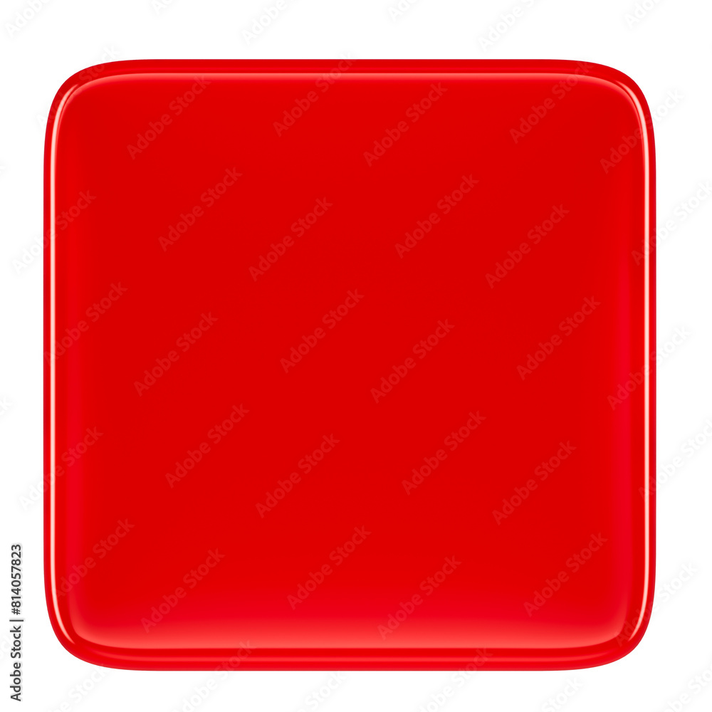 Red square shape in 3d render with transparent background Red square shape in 3d render with transparent background