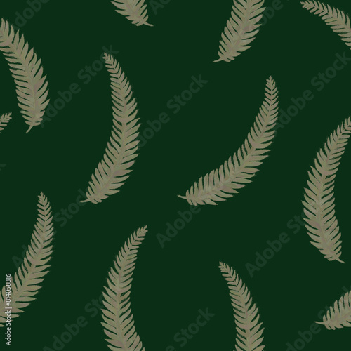 Seamless botanical vintage pattern on green background for design of fabrics, paper, packaging, textiles in hand drawn cartoon flat style.