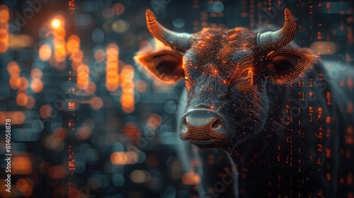 Futuristic Bull Market: Technologically Driven Business and Finance Concept Against Advanced Background