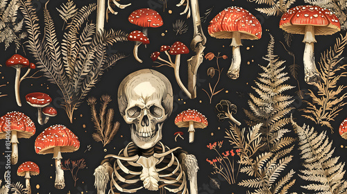 skull and mushroom