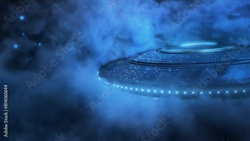 UFO Flying Saucer in the Clouds - Loop Sci-Fi Landscape Background