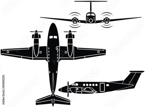 Medium size transport aircraft vector design with outline