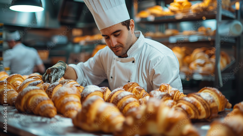 Bakery chef cooking bake croissants in the kitchen professional --ar 16:9 --stylize 300 Job ID: 5710e00a-3ac4-4dfc-ac58-4ce50b290f63 Bakery chef cooking bake croissants in the kitchen professional --ar 16:9 --stylize 300 Job ID: 5710e00a-3ac4-4dfc-ac58-4ce50b290f63
