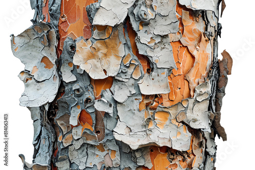 The bark of a pine tree, Pinus pinaster, with large, orange-brown plates. photo