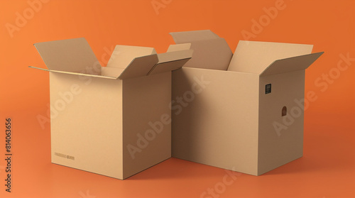 open cardboard box, mockup