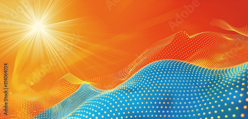 Wallpaper Mural Playful orange and blue dot wave, vibrant and lively, perfect for energetic and cheerful artworks. Torontodigital.ca