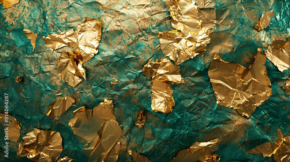 Deep emerald gold texture with a crushed foil look, perfect for luxurious and vibrant backgrounds.