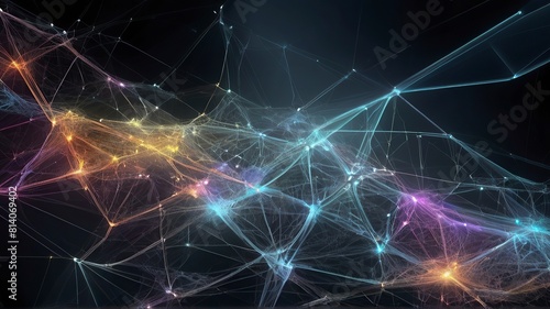 Abstract 3d rendering of golden network structure fractal Futuristic technology 
