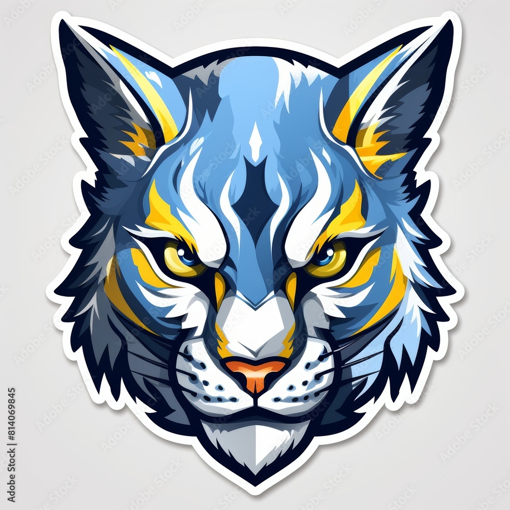 Cartoon Bobcat Face Sticker Generative AI Cartoon Bobcat Face Sticker Generative AI