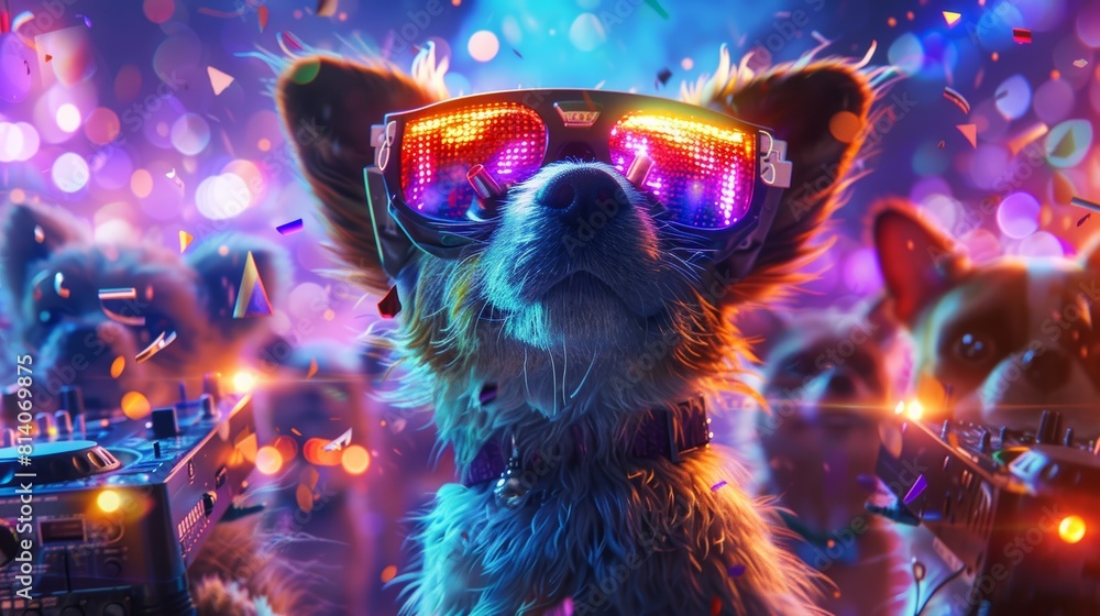 DJ Dog Rocks New Year's Eve Party Generative AI