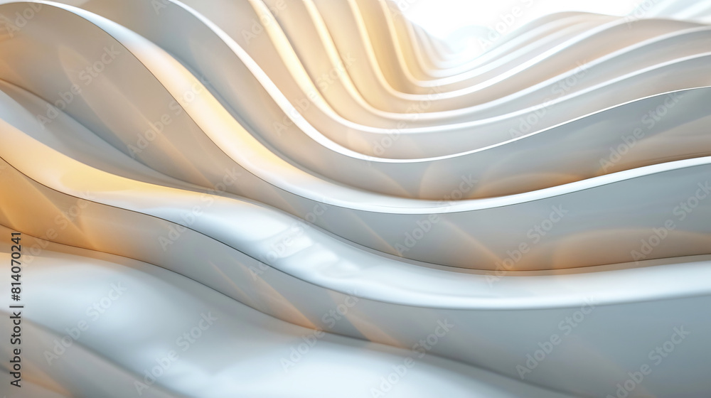 Fototapeta premium Elegant abstract design with curved lines in a soft light 3D render