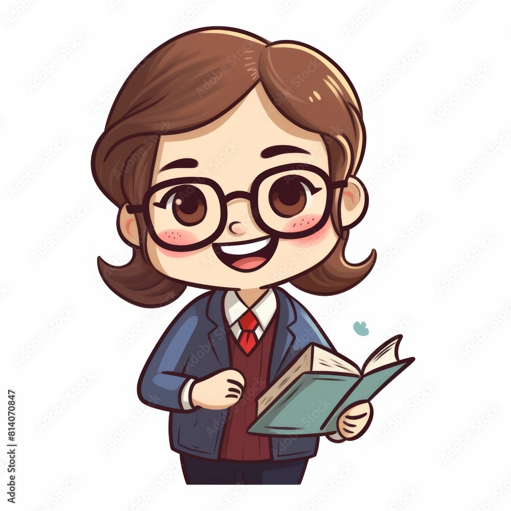 Colorful Sticker Design of a Happy Young Female Teacher Generative AI Colorful Sticker Design of a Happy Young Female Teacher Generative AI
