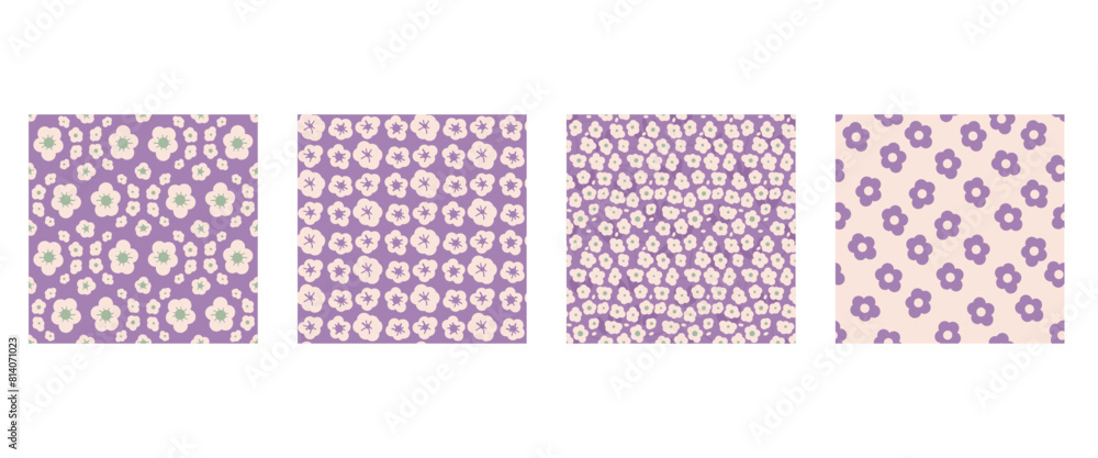 Simple wild flowers seamless pattern. Floral endless background. Flower ornament tile. Naive botanic repeat cover. Vector hand drawn illustration. Simple wild flowers seamless pattern. Floral endless background. Flower ornament tile. Naive botanic repeat cover. Vector hand drawn illustration.