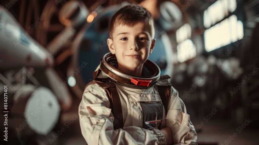Happy Young Astronaut Posing for the Camera Generative AI Happy Young Astronaut Posing for the Camera Generative AI