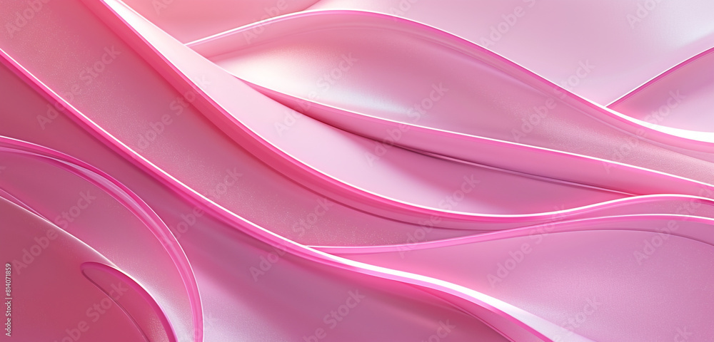 Obraz premium Elegant curved and overlapping glowing blush pink lines in an abstract luxury design.