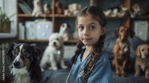 Smiling Young Veterinarian Posing in a Veterinary Room Generative AI photo