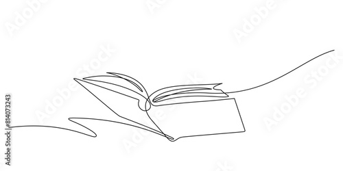 continuous line drawing of opening book education and knowledge concept simplicity linear style