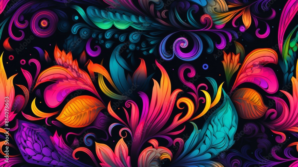 Vibrant Floral Pattern Background with Boho Chic Design Generative AI Vibrant Floral Pattern Background with Boho Chic Design Generative AI