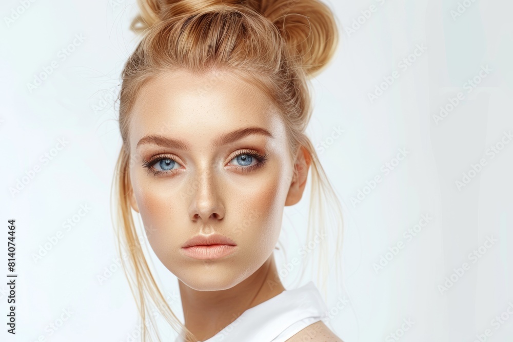 Beauty face skin woman beautiful eyes and lips tanned skin Beauty face skin woman beautiful eyes and lips tanned skin