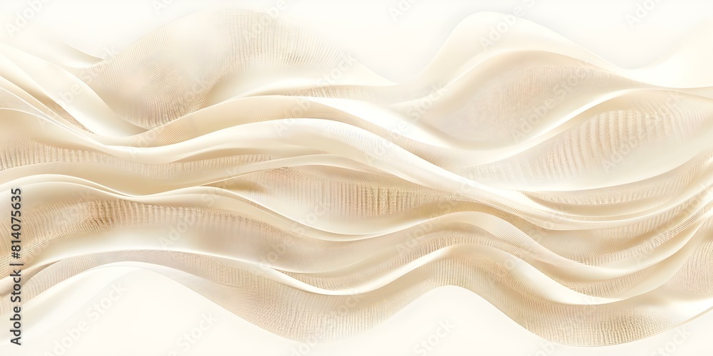 Obraz premium Beige Abstract Waves on White Background. Concept Abstract Art, Beige Color, Waves, Background Design