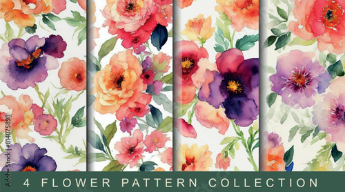 Flower floral leaf pattern fabric print graphic collection.abstract modern seamless spring summer vintage blossom botanical plant nature textile texture set vector illustration background design