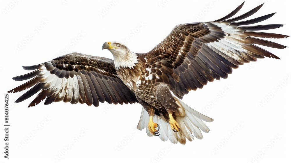 Obraz premium proud eagle with wings spread, white background, 16:9