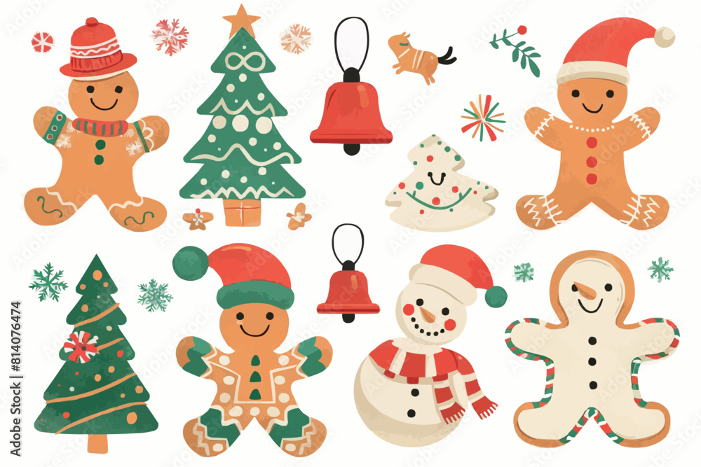 Naklejka premium A vector illustration of a collection of Christmas icons