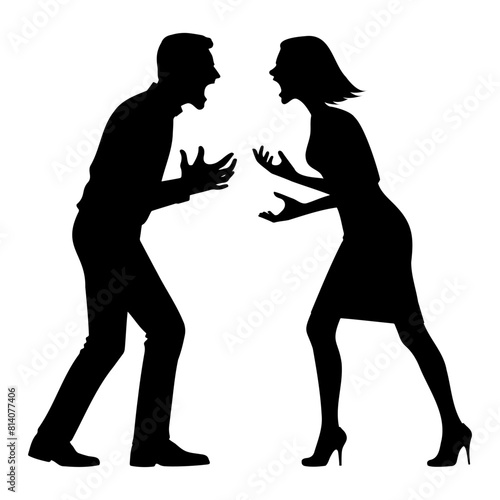 Silhouette of an Angry couple. Vector illustration