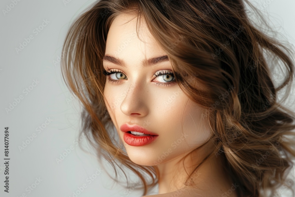 Beauty face skin woman beautiful eyes and lips tanned skin Beauty face skin woman beautiful eyes and lips tanned skin