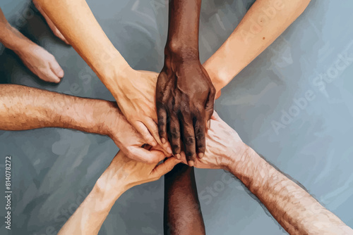 Close up of high five hand gesture, symbol of common celebration or greeting, people planning to reach their goal, slap each other to start working together.