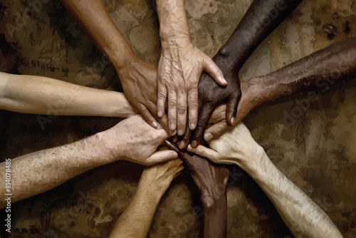 Close up of high five hand gesture, symbol of common celebration or greeting, people planning to reach their goal, slap each other to start working together.