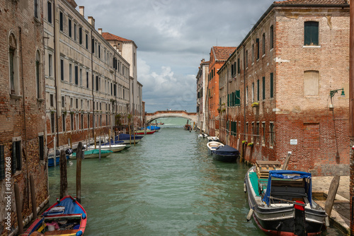 View of the Cannaregio canal, rio del Gesulti and Ponte Donà from Ponte dell Acquavita in Venice