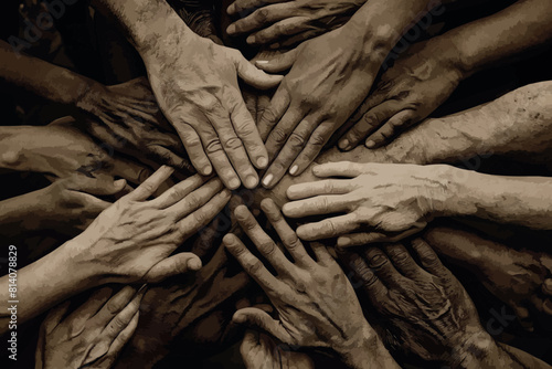Close up of high five hand gesture, symbol of common celebration or greeting, people planning to reach their goal, slap each other to start working together.