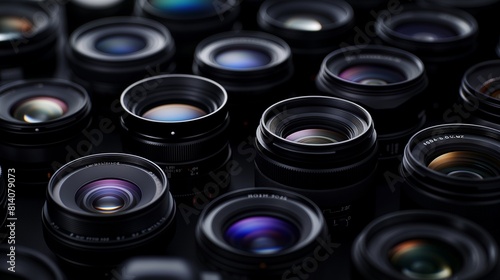 selection of interchangeable lens options for a camera system, with choices for different focal lengths and aperture settings to customize the photography experience for users.