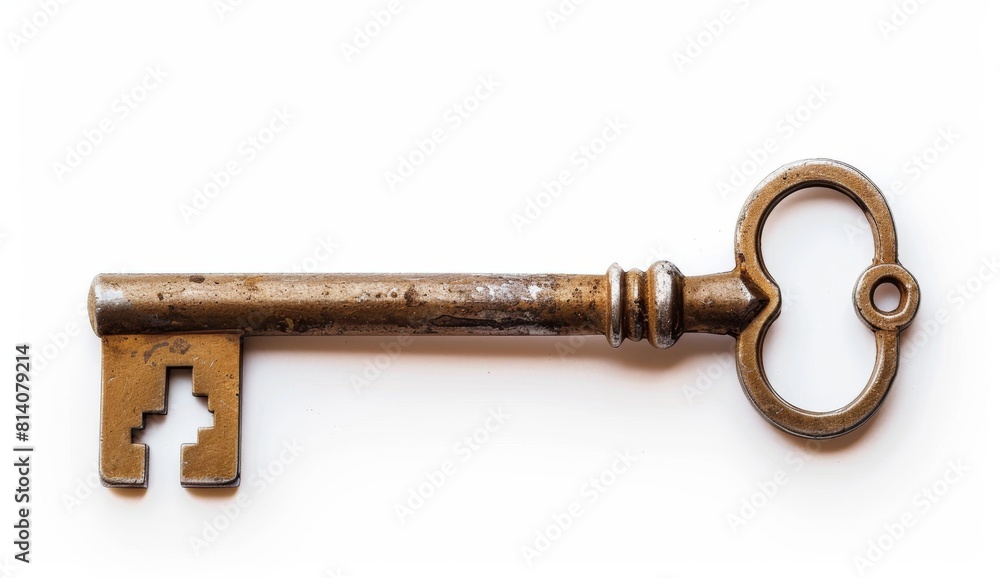 old rusty key isolated on a white background old rusty key isolated on a white background