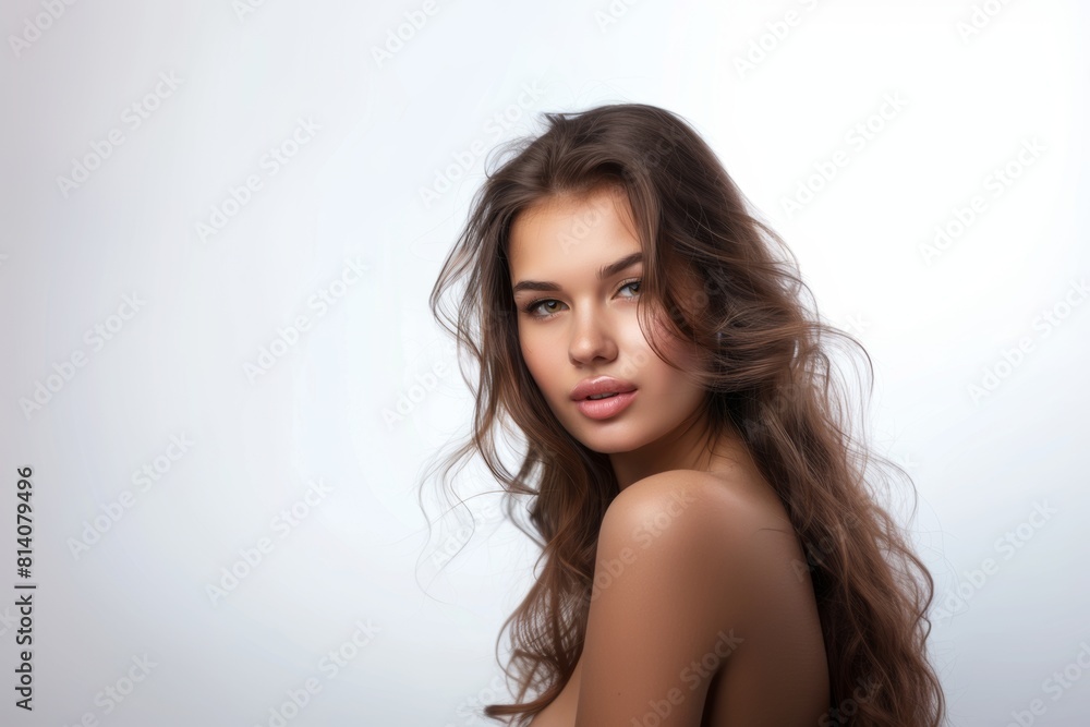 Beautiful brunette woman with long hair, radiant perfect skin, beauty industry, beauty and health. Beautiful brunette woman with long hair, radiant perfect skin, beauty industry, beauty and health.