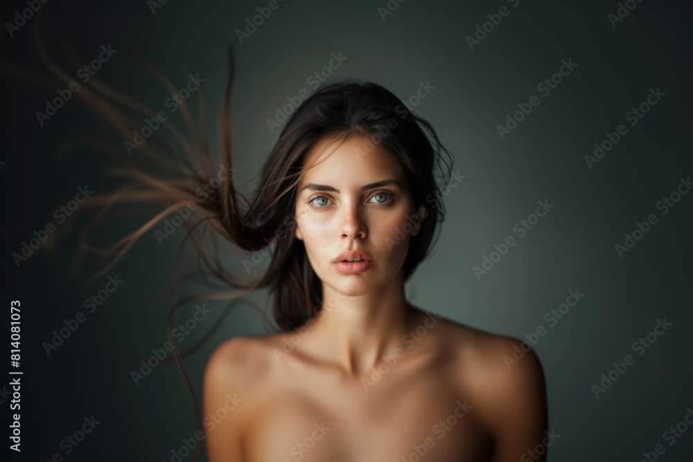 Φωτογραφία Beautiful brunette woman with long hair, radiant perfect skin, beauty industry, beauty and health