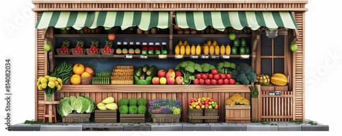 Detailed fruit stand in quaint market setting