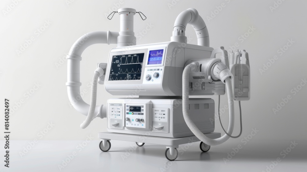 ventilator machine, critical for intensive care units, isolated on a white background. ventilator machine, critical for intensive care units, isolated on a white background.