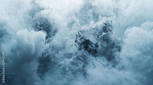 Frozen smoke, icy blue chilling into a silvery gray fog photo