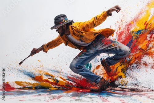 Painter Caught in the Burst of Color Creation