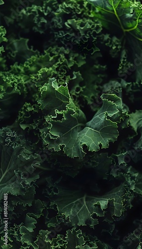 Lush Green Kale and Spinach Leaves Forming a Vibrant Organic Foliage Backdrop for Healthy Nutritious Superfoods