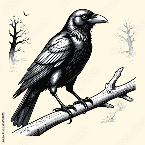 Raven Crow Illustration Halloween Crow