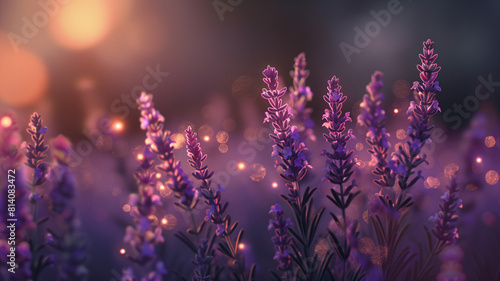 Close-up of Glowing Lavender Flowers