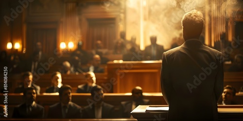 Intense courtroom drama unfolds as justice is served in a hushed setting. Concept Courtroom Drama, Justice Served, Intense Moments, Hushed Setting