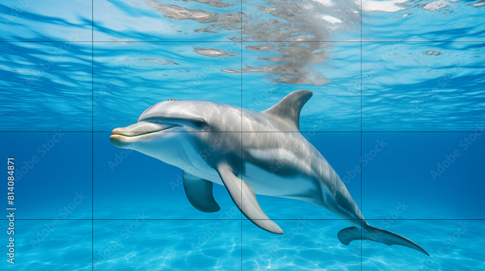 Fototapeta premium Dolphin Image, Pattern Style, For Wallpaper, Desktop Background, Smartphone Phone Case, Computer Screen, Cell Phone Screen, Smartphone Screen, 16:9 Format - PNG