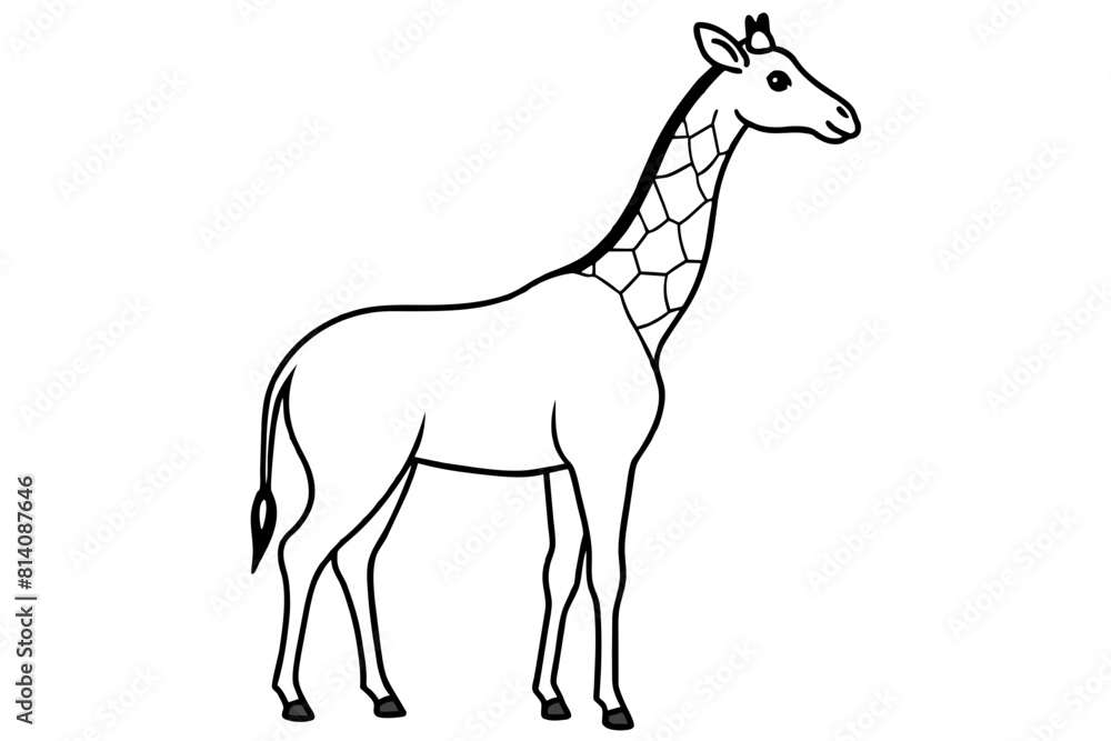 Naklejka premium giraffe line art silhouette illustration