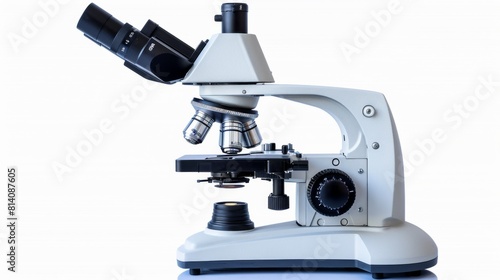 a surgical microscope, used in detailed procedures, isolated on white.