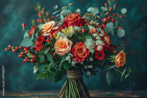 A bouquet of flowers presented to the retiring principal, honoring their years of service and dedication to education. Concept of farewell and gratitude. Generative Ai.