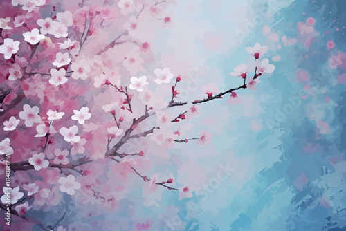 Seamless floral pattern. Sakura branch. Vintage luxury decoration. Illustration Oriental cherry tree on white background.
